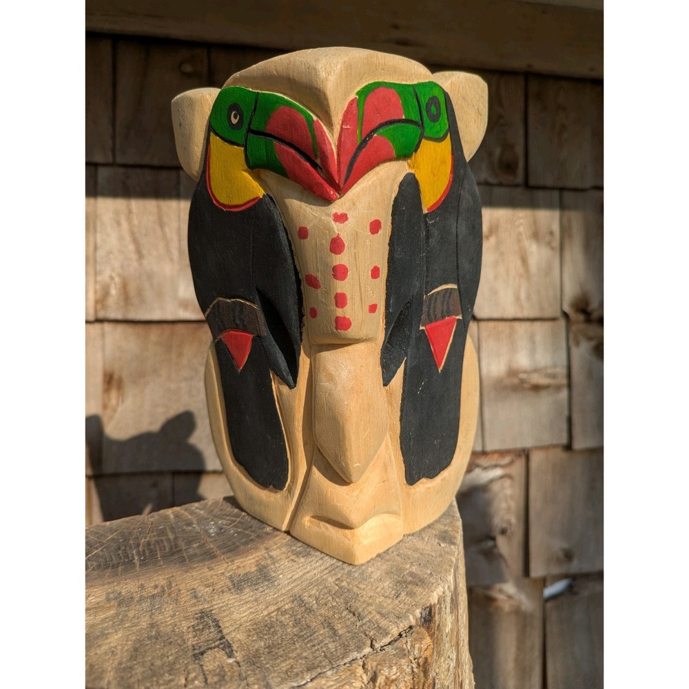 Hand Carved Decorative Mask Tiki Bar‎ Amazon? Man Cave Toucan Birds, Leopard?